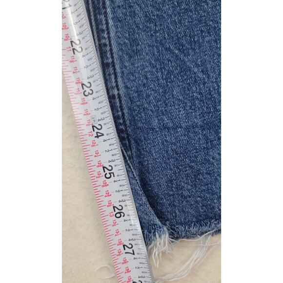 Agolde Kye Mid Rise Straight Crop Jeans Women’s Sz 28 Distressed Hem Blue - Picture 16 of 16